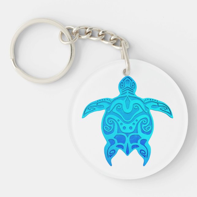 Llavero Tortuga tribal azul (Frente)