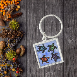 Llavero Tortugas abstractas coloridas