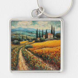 Llavero Toscana dorada paisaje campestre de flores silvest