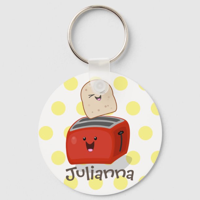 Llavero Tostada de kawaii y personalizado de tostadora roj