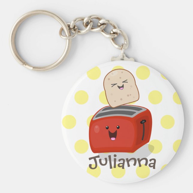 Llavero Tostada de kawaii y personalizado de tostadora roj (Frente)
