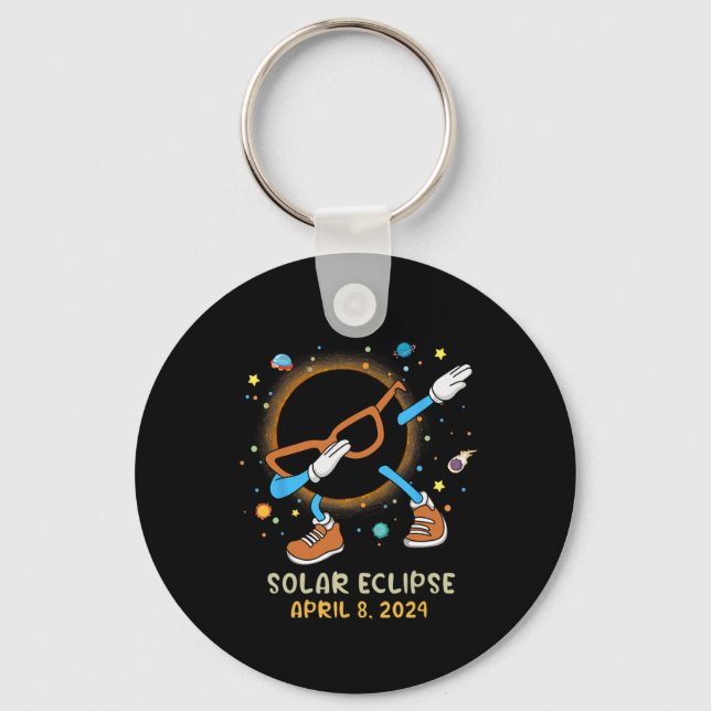 Llavero Total Eclipse Solar 2024 Dabbing Divertido Para Ni (Anverso)