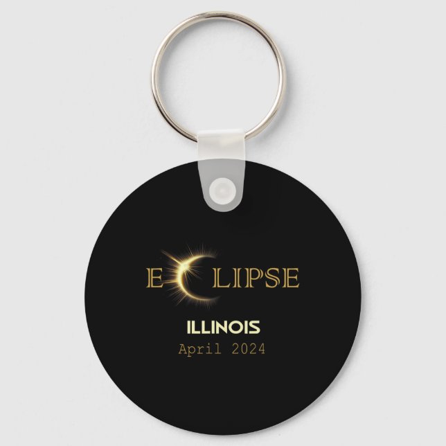 Llavero Total Eclipse Solar Illinois Totalidad Abril 8 202 (Anverso)