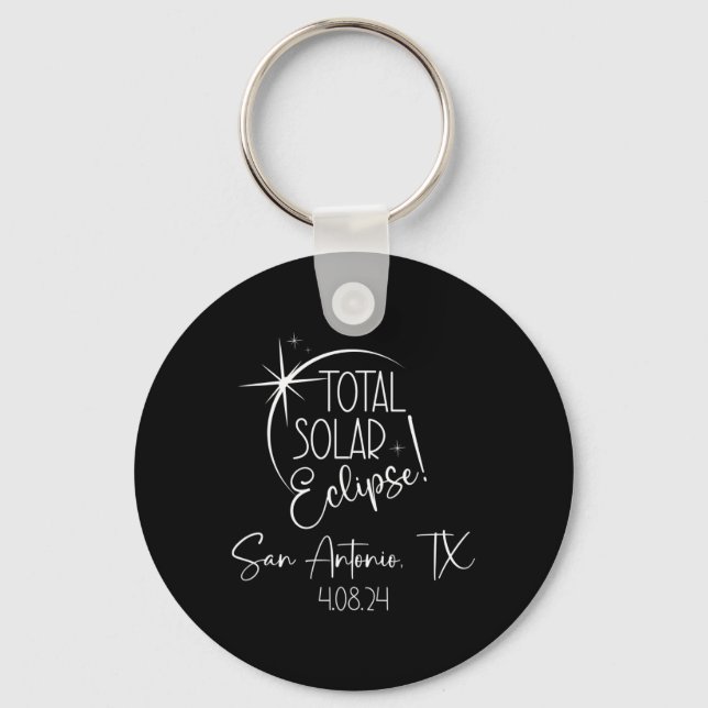Llavero Total San Antonio Tx Eclipse Solar Total Abril (Anverso)