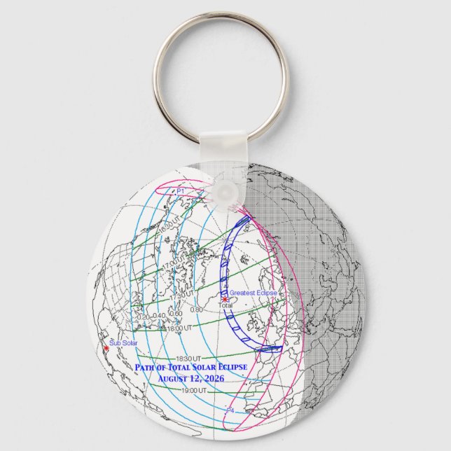 Llavero Total Solar Eclipse 2026 Map (Anverso)