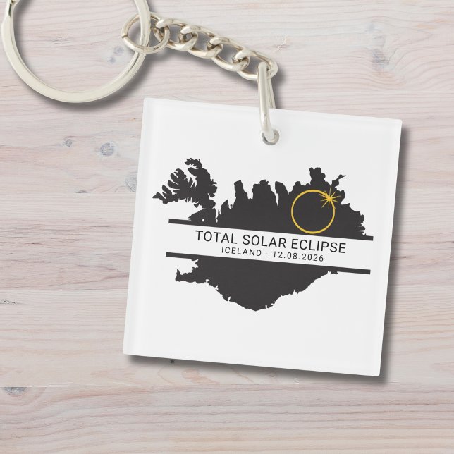 Llavero Total Solar Eclipse August 12 2026 – Iceland (Edit text via template if you wish to make changes.  Matching items available )