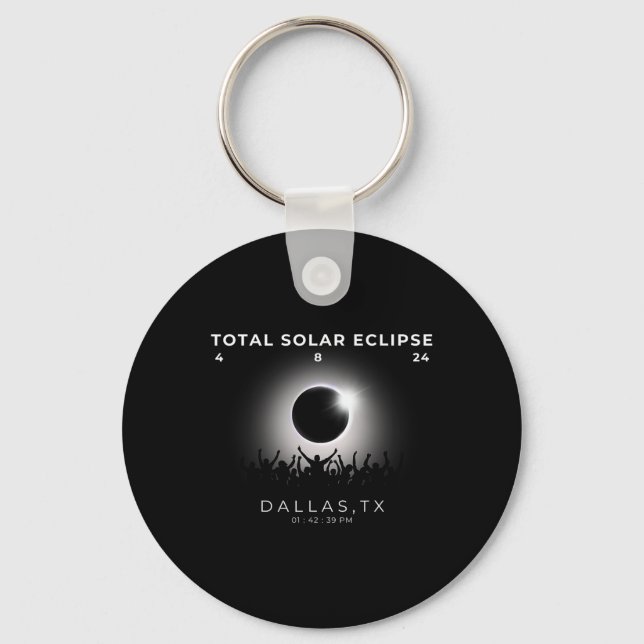 Llavero Totalidad de eclipse solar total de 2024 Dallas Te (Anverso)
