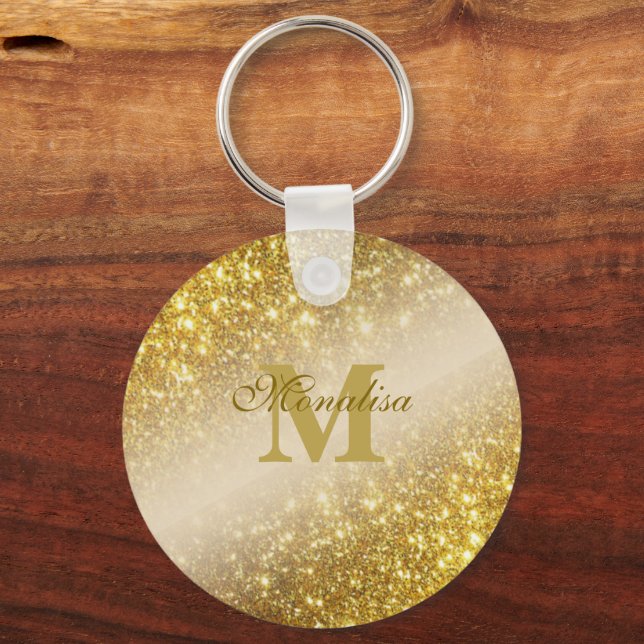 Llavero Tote personalizado purpurina dorado (Reverso )