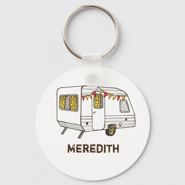 Llavero Tow Detrás de Camper Caravan Keychain Personalizad (Anverso)