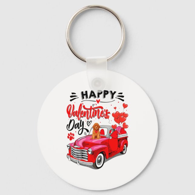 Llavero Toy Odle Heart Red Truck Happy Valentine Day Dog  (Anverso)