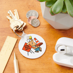 Llavero Trabajador de construcción divertida por carretera