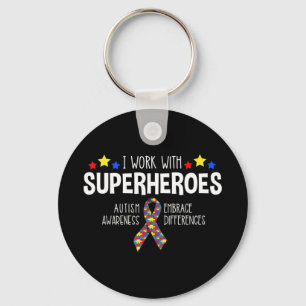 Llavero Trabajo Con Superhéroes - Conciencia del autismo -