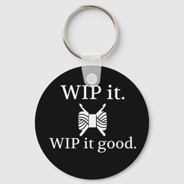 Llavero Trabajo en curso bueno - Crochet {Oscuro} (Anverso)