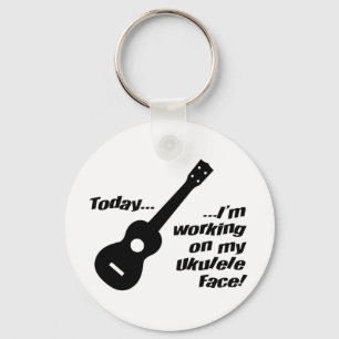 Llavero ¡Trabajo en mi cara del ukulele!