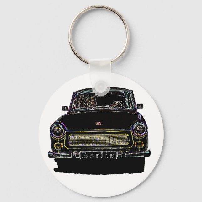 Llavero Trabant Car , Black Outlines, Front View (Anverso)