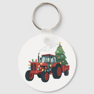 Llavero Tractor Granjero Luces de Navidad Tractor Navidad