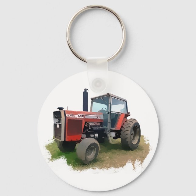 Llavero Tractor rojo Massey Ferguson en el campo (Anverso)