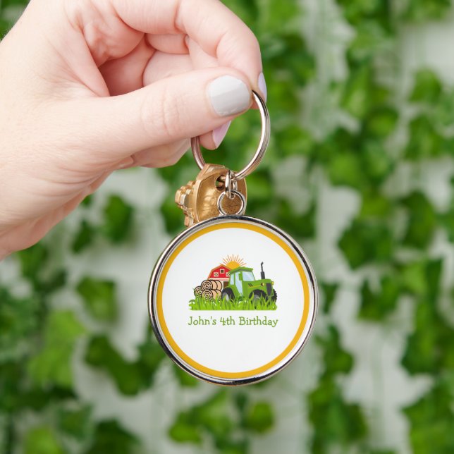 Llavero Tractor verde | Decoración de fiesta de cumpleaños (Mano)