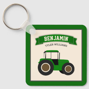 Llavero Tractor Verde Granja Nombre de Niños