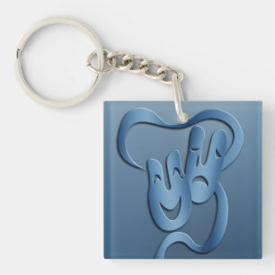 Llavero Tragedia de Comedia Azul Teatro Máscara Keychain