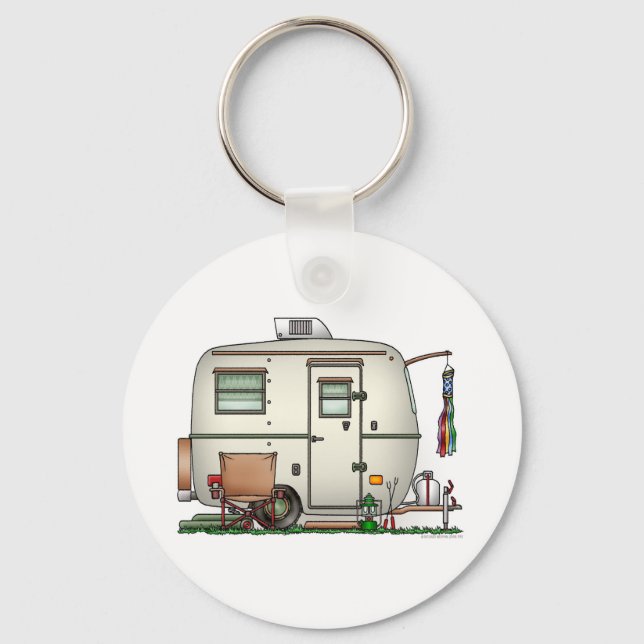 Llavero Trailer de viaje de caravana de huevos de cristal  (Anverso)