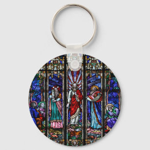 Llavero Transfiguración del arte del vitral del Jesucrist