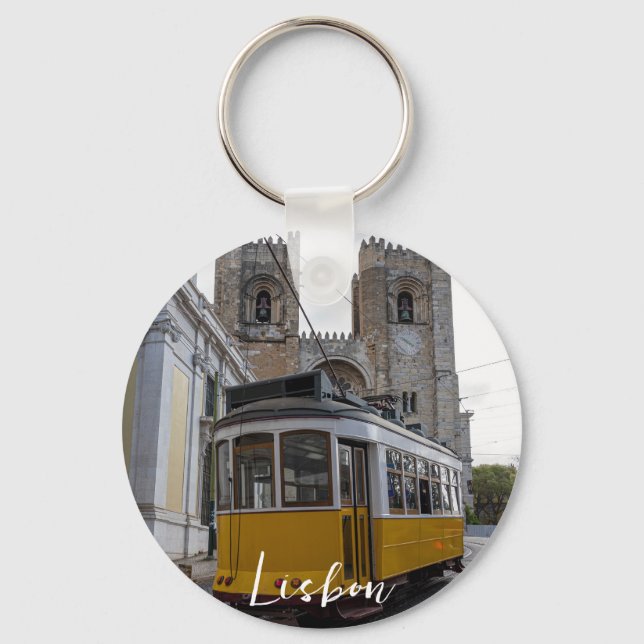 Llavero Tranvía amarillo en la Catedral de Lisboa en Portu (Anverso)