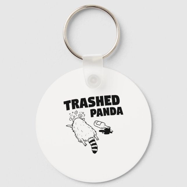 Llavero Trashed Panda, Funny Drunk Raccoon, Funny Trash Pa (Anverso)