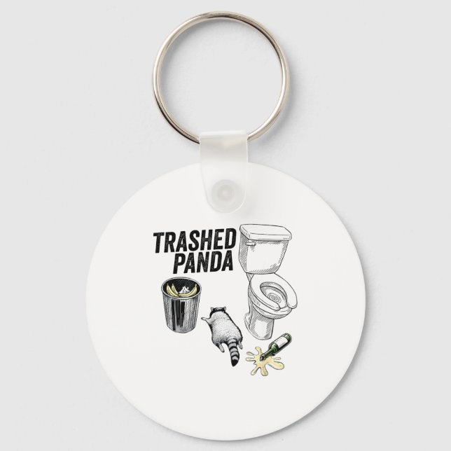 Llavero Trashed Panda, Funny Drunk Raccoon, Trash Panda Hu (Anverso)