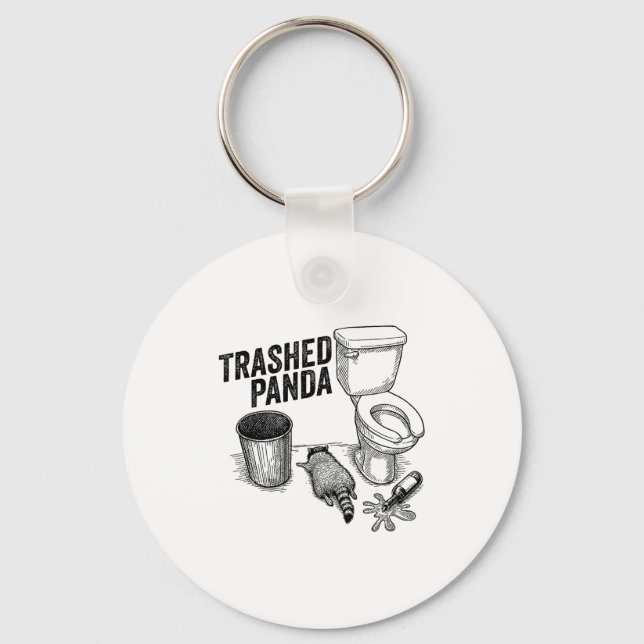 Llavero Trashed Panda, Funny Drunk Raccoon, Trash Panda Hu (Anverso)