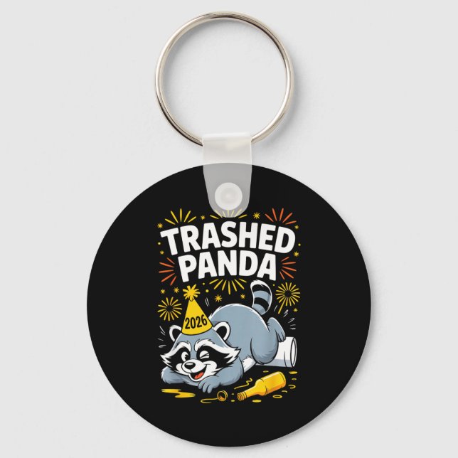 Llavero Trashed Panda New Year 2026 Funny Raccoon Design  (Anverso)