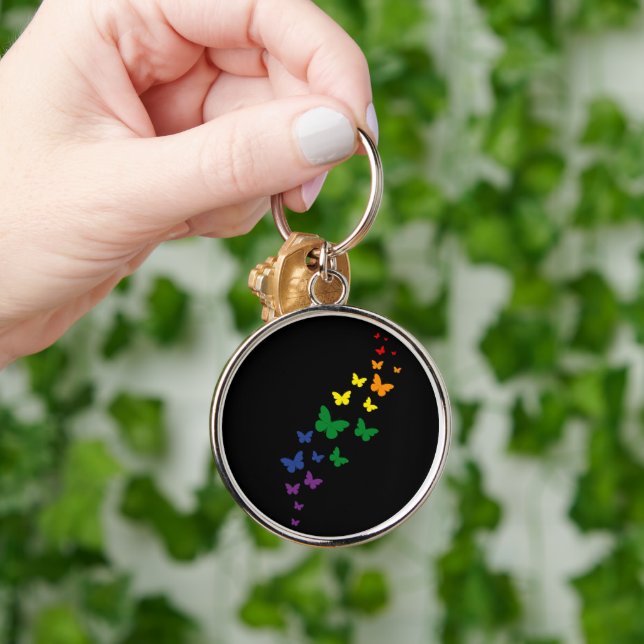 Llavero Trayecto de mariposa arcoiris LGBTQ (Mano)