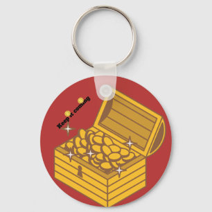 Llavero : Treasure Chest Coin Keychain con "Keep It Comin"