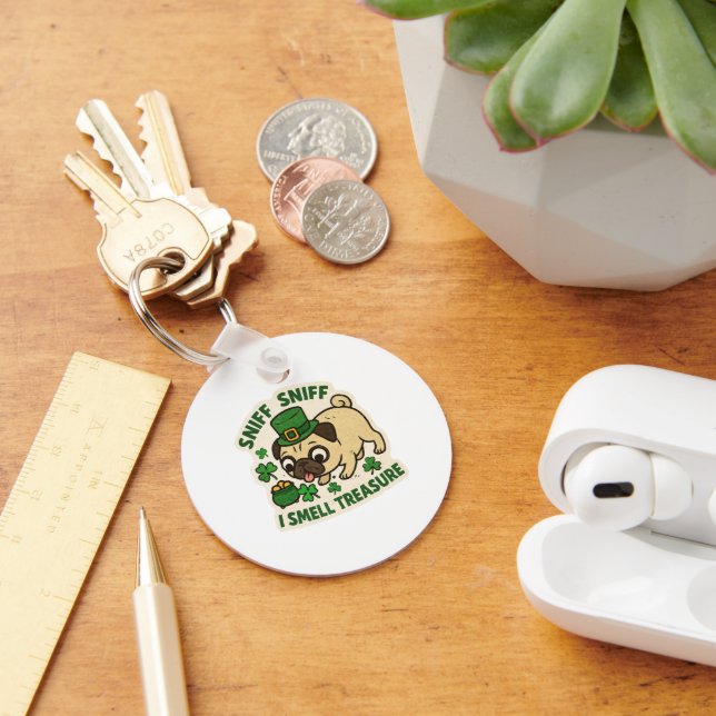 Llavero Treasure Hunter Pug St.Patrick's Day (Escritorio )