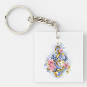 Llavero Treble arrecife con rosas rosas rosas rosas