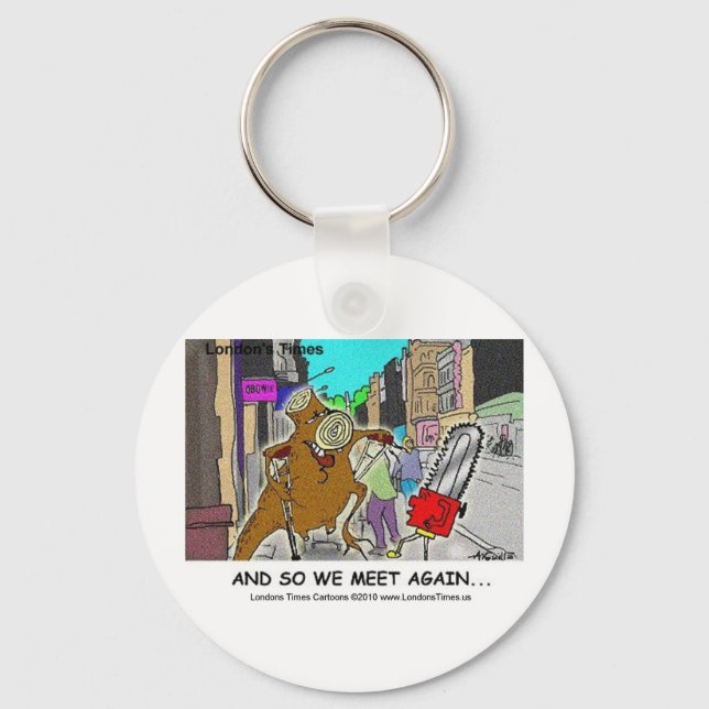 Llavero Tree Stump Vs Chainsaw Funny Mugs Cards Gifts (Anverso)