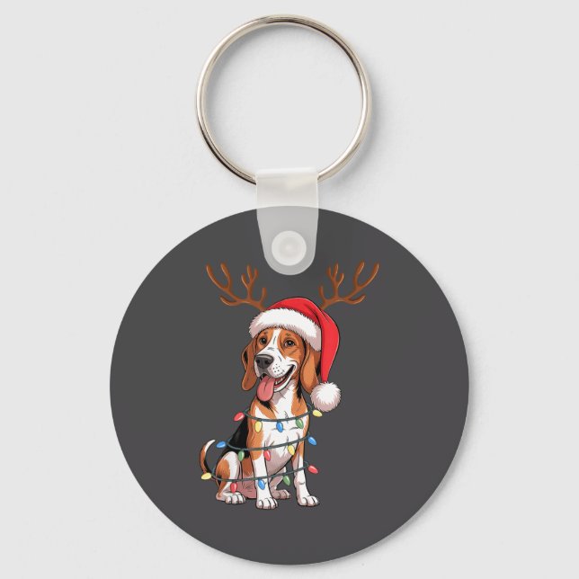 Llavero Treeing Walker Coonhound Dog Christmas Lights Sant (Anverso)