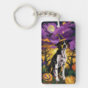 Llavero Treeing Walker Coonhound Halloween Bruja Calabaza