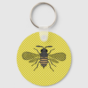 Llavero Trendy BEE Yellow Polkadot Pattern Gift Decor NEW