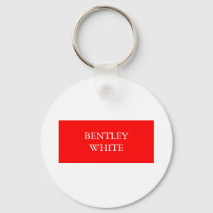 Llavero Trendy Red White Stylish Simple Plain Your Name