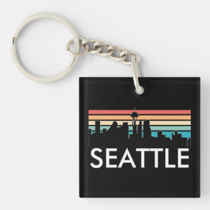 Llavero Trendy Seattle Washington Retro Sunset Skyline