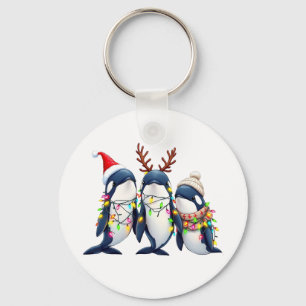 Llavero Tres ballenas llevando Navidades Santa Hat