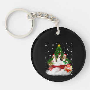 Llavero Tres Beagles Santa Claus con árbol de Navidad