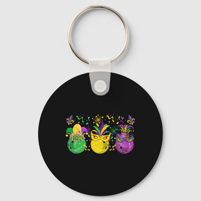 Llavero Tres Bolas De Mardi Gras De Gorras De Masked Jeste (Anverso)