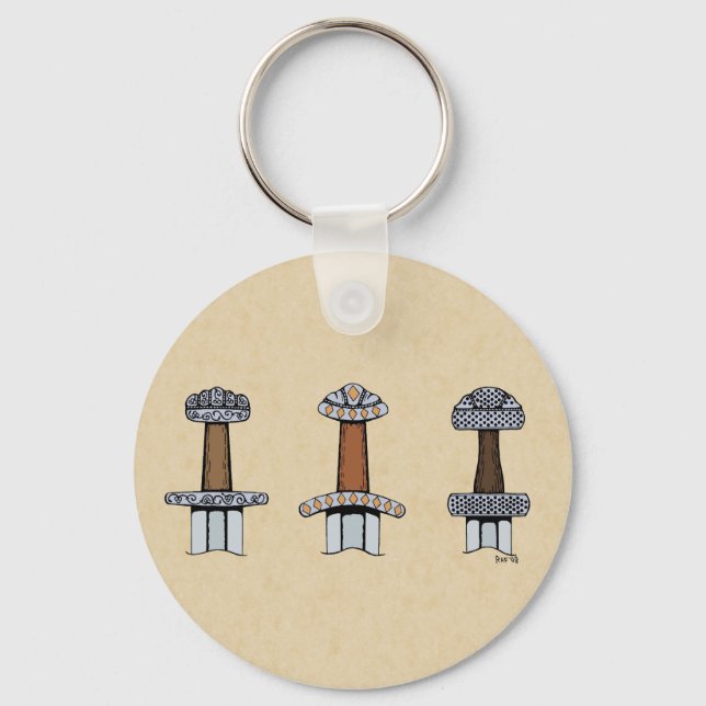 Llavero Tres colinas de espadas vibrantes (Anverso)