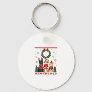 Llavero Tres gatos divertidos camiseta de Navidad fea de g