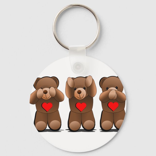 Llavero Tres monos sabios, Teddy Bear Print (Anverso)