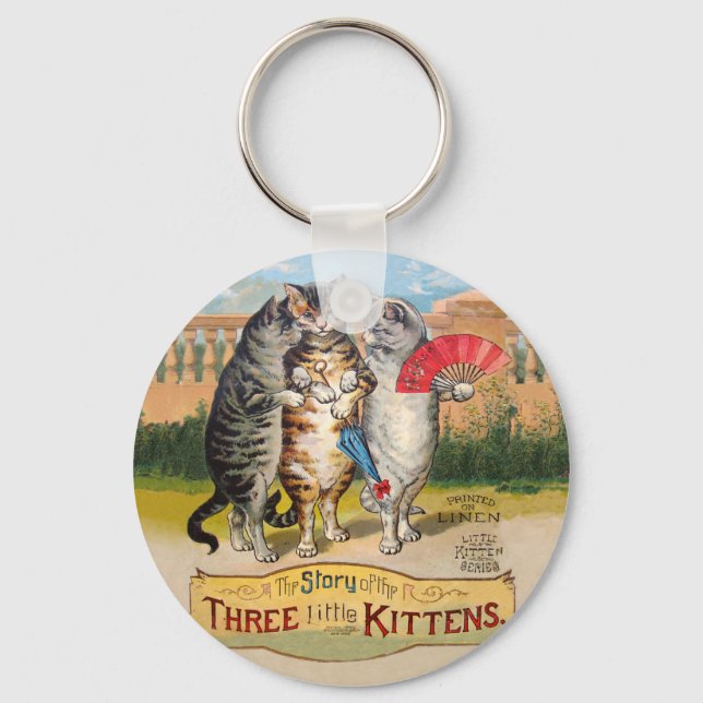 Llavero Tres pequeños gatitos madre Ilustracion de oca (Anverso)