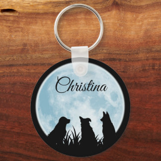Llavero Tres perros en Personalizado nocturno texto