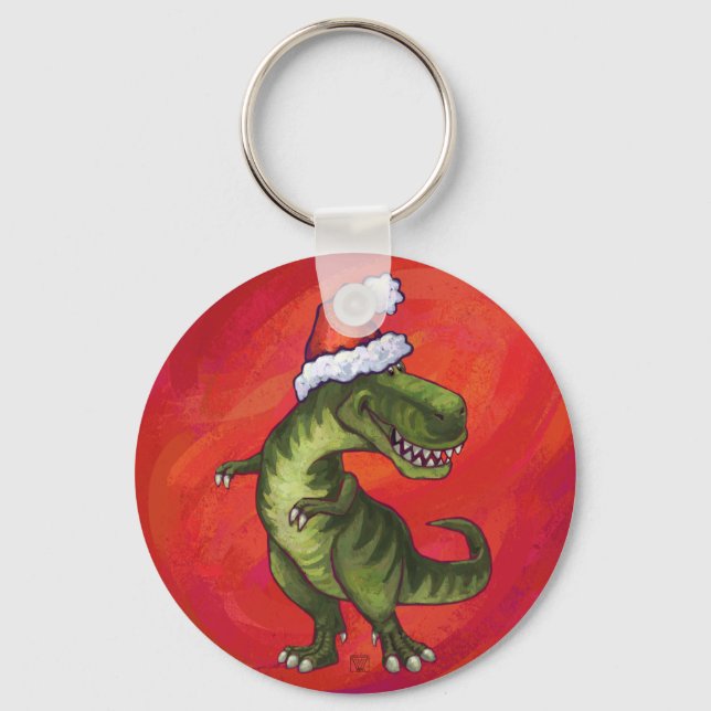 Llavero TRex Dino en Santa Hat en Red (Anverso)